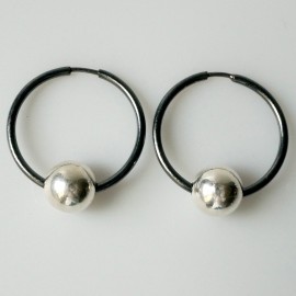 Earrings Hoop black with bubble "Gabija ARJ -2,5 cm"