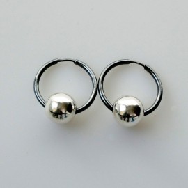 Earrings Hoop small black with bubble "Dirvolika ARJ-2,0 cm"