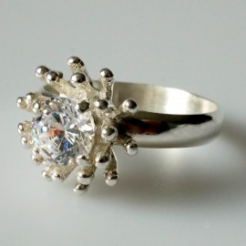 Ring with Zirconia Engagement "Heavenly flower"