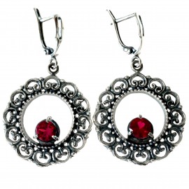 Earrings with red Zirconia A524
