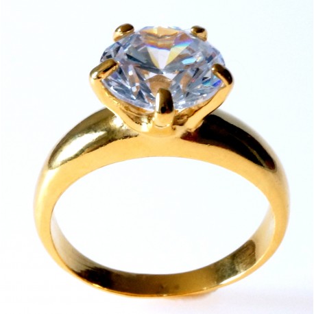 Engagement Ring Gold Plated with Zircon Ž731Au