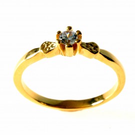 Gold Plated Ring with Zircon Engagement Ž732