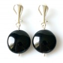 Earrings "Clips with Round Onyx"