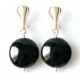 Earrings "Clips with Round Onyx"