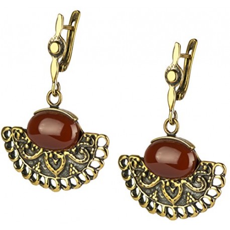 Brass earrings with Carnelian ŽA