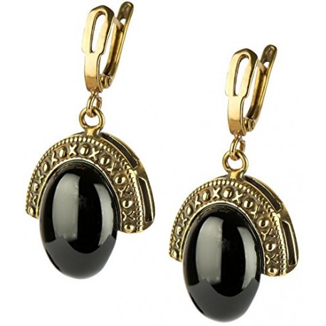 Brass earrings with the Onyx A715