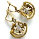 Brass earrings with 14 mm white zirconium ŽA341-7