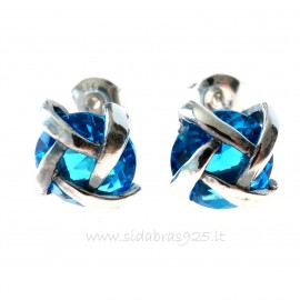 Earrings with blue Zircon