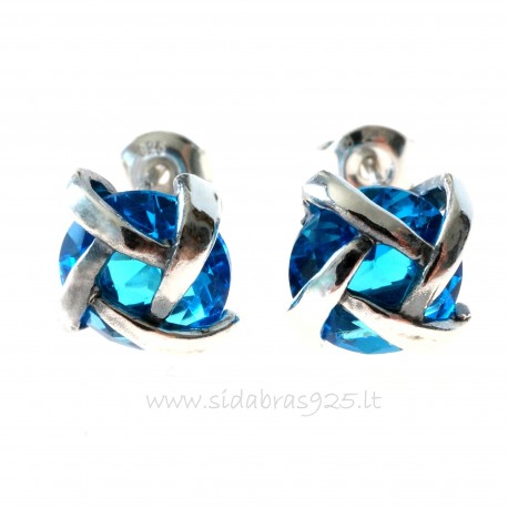 Earrings with blue Zircon