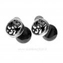 Earrings with black round Zircon