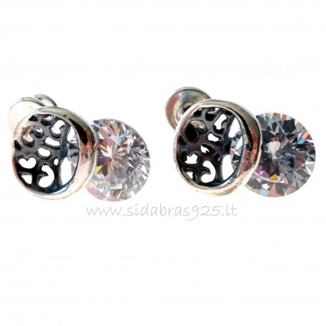 Earrings with white round Zircon