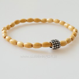 Bracelet with natural wood and silver ball