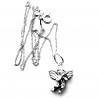 Silver set - For Christening, First Communion, locket Angel with chain G03P3262