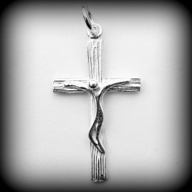 Pendant cross white silver