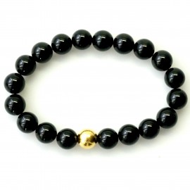 Men's bracelet with Onyx and golden bubble