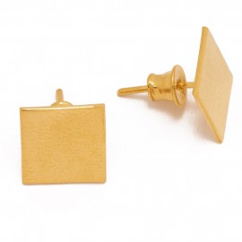 Gold-plated silver earrings "Silver-gilded square"