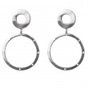 Silver earrings with large hanging wheels