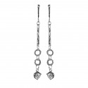 Silver earrings long goddess with zircon