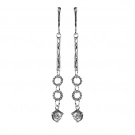 Silver earrings long goddess with zircon