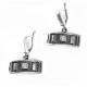 Silver earrings with square zircon A022-3