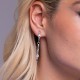 Silver long minimalist earrings with zircon-2