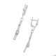 Silver long minimalist earrings with zircon-3