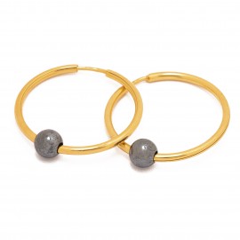 Silver-gilded earrings with black bubble "Gabija ARA-2.5 cm"