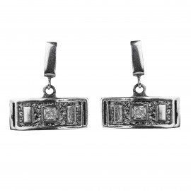 Silver earrings with square zircon A022