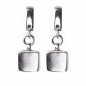 Silver earrings with hanging squares A423