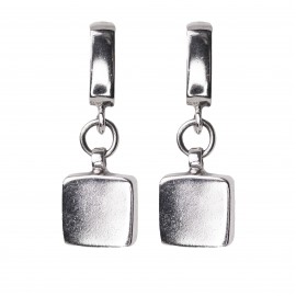 Silver earrings with hanging squares A423